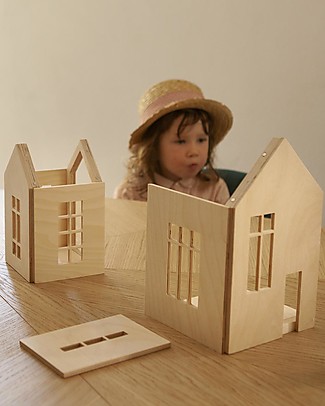 Babai Toys Wooden Dollhouse on the Magnets - Natural - Large Size - Fun and Beautiful to See Dolls Houses