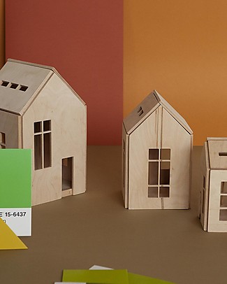 Babai Toys Wooden Dollhouse on the Magnets - Natural - Medium Size - Fun and Beautiful to See Wooden Stacking Toys
