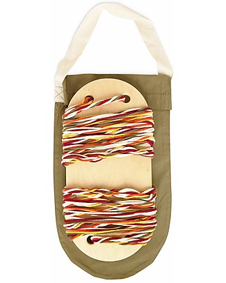 Babai Toys Wooden Swing - Multicolor Rope - Indoor and Outdoor - with Cotton Carrying Bag Travel Games