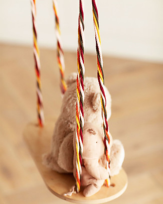 Babai Toys Wooden Swing - Multicolor Rope - Indoor and Outdoor - with Cotton Carrying Bag Travel Games