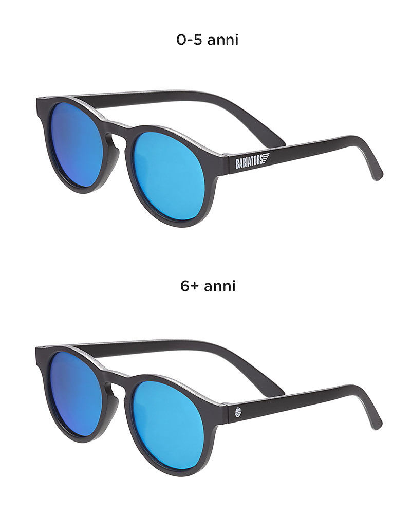 Babiators Blue Collection Sunglasses, The Agent - Black Keyhole/Polarized  Dark Blue Lens - 100% UV Protection unisex (bambini)