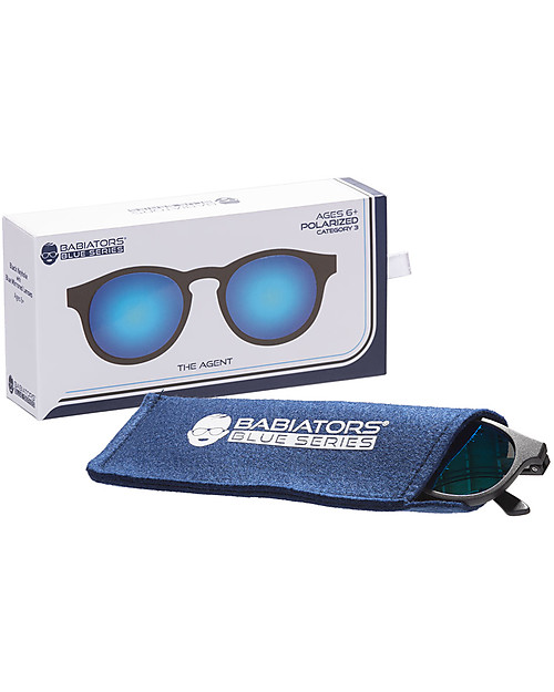 Babiators Blue Collection Sunglasses, The Agent - Black Keyhole/Polarized Dark Blue Lens - 100% UV Protection Sunglasses