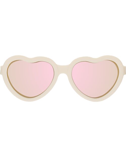 Babiators Hearts Sunglassess - Sweet Cream with Rose Gold Mirrored Lenses - 100% UV Protection Sunglasses