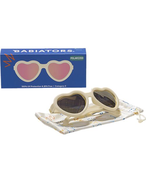 Babiators Hearts Sunglassess - Sweet Cream with Rose Gold Mirrored Lenses - 100% UV Protection Sunglasses