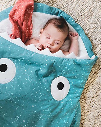 Baby Bites Constellations Baby Sleeping Bag - Turquoise - Mid Season Padding - Organic Cotton Warm Sleeping Bags