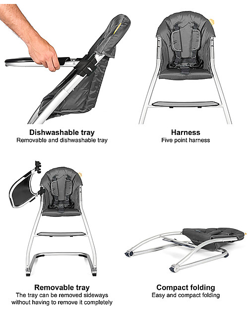 Baby Home Taste Highchair - Graphite - Light and Space-saving! High Chairs