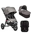 Baby Jogger Travel System Trio City Elite Deluxe, Grey - City Elite + Deluxe Carry Cot + Handrail + City GO + Adapters Trio and Duo Strollers