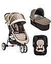 Baby Jogger Travel System Trio City Mini 3 Deluxe, Sand - City Mini 3 + Deluxe Carry Cot + Handrail + City GO + Adapters Trio and Duo Strollers