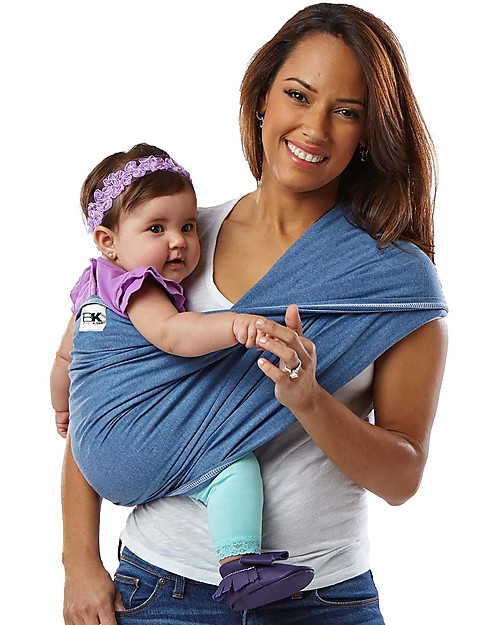 Baby K tan Ergonomic Baby Carrier 5 in 1 Denim 100 cotton Easy to wear slips on like a t shirt unisex bambini