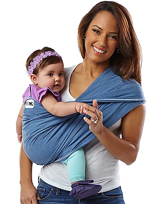 Baby K'tan Ergonomic Baby Carrier 5 in 1, Denim - 100% cotton - Easy to wear, slips on like a t-shirt! Baby Slings