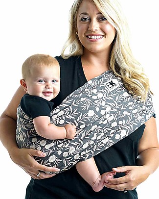 Baby K'tan Ergonomic Baby Carrier 5 in 1, Floral Garden Grey - 100% cotton - Easy to wear, slips on like a t-shirt! Baby Slings