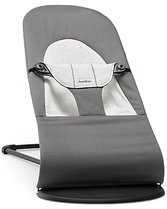 BabyBjörn Bouncer Balance Soft, Dark + Light Grey - Up to 2 years, cotton jersey! Bouncers