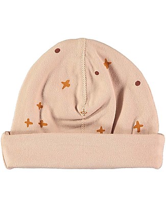 BabyClic Baby Hat - CrossDots Nude - Elasticated Organic Cotton Winter Hats