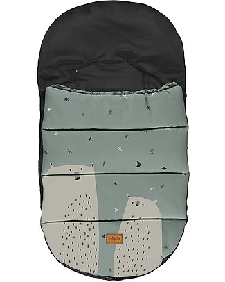 BabyClic City Universal Sleeping Bag for Stroller - Polar - Black/Green Footmuffs