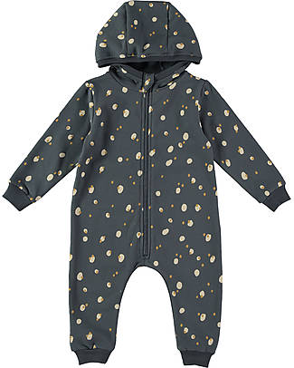 BabyClic Hooded Onepiece - Spots Night - Organic Cotton Plush Babygrows