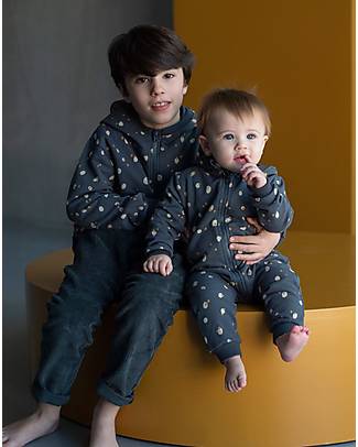 BabyClic Hooded Onepiece - Spots Night - Organic Cotton Plush Babygrows