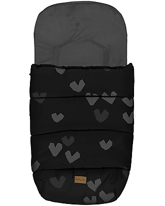 BabyClic Iceberg Sleeping Bag - Big Hearts - Black/Grey - Recommended for Twin or Lightweight Strollers Footmuffs