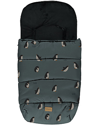 BabyClic Iceberg Sleeping Bag - Penguins - Nero/Blue - Recommended for Twin or Lightweight Strollers Footmuffs