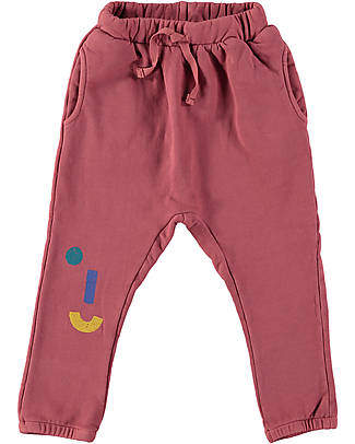 BabyClic Long Pants - Smile Burgundy - Organic Cotton Plush Trousers