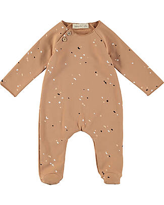 BabyClic Long Sleeves Romper - with Feet - Cosmos Almond - Organic Cotton Babygrows