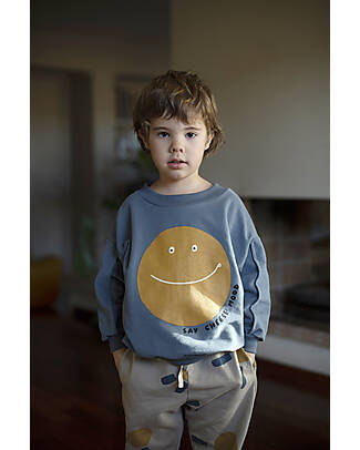 BabyClic Long Sleeves T-Shirt - Say Cheese - Storm Blue - 100% Organic Cotton Jersey Long Sleeves Tops