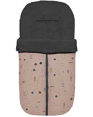 BabyClic Nanouk Universal Sleeping Bag for Stroller - Hello - Black/Pink Footmuffs