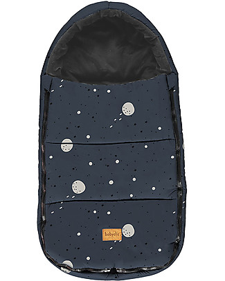 BabyClic Oslo Winter Sleeping Bag for Pram - Sky Azul - Black/Blue Footmuffs