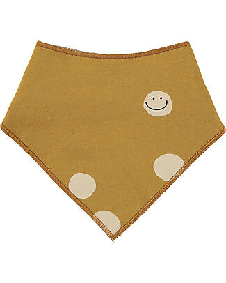 BabyClic Pack of 2 Bandana Bibs - Happy - Curry - Sponge and Organic Cotton Jersey Bandana Bibs