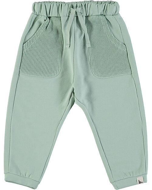 BabyClic Pants Bruno - With Elasticated Waistband - Aqua Green - Cotton Trousers