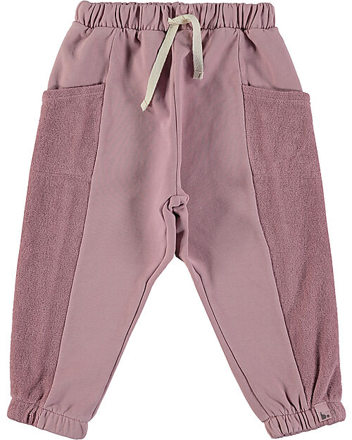 BabyClic Pants Leo - With Elasticated Waistband - Grape - Cotton Trousers