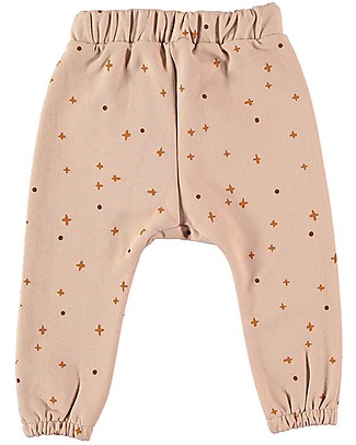 BabyClic Pants with Elasticated Edges and Drawstring - CrossDots Nude - Organic Cotton Trousers