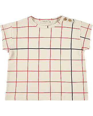 BabyClic Short Sleeved T-Shirt - Grid Red - Organic Cotton Jersey T-shirts