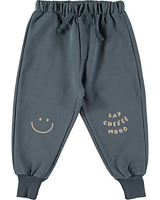BabyClic Sweatpants - with Drawstring - Say Cheese - Storm Blue - Organic Cotton Trousers