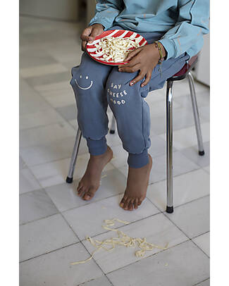 BabyClic Sweatpants - with Drawstring - Say Cheese - Storm Blue - Organic Cotton Trousers