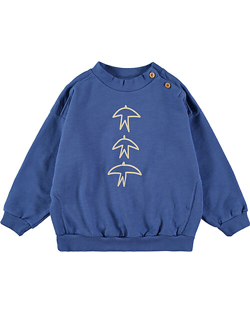 BabyClic Sweatshirt With Shoulder Buttons - Blue - 3 Birds Klein Sweatshirts