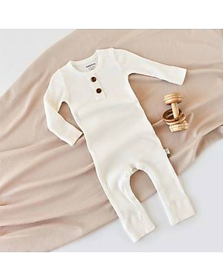 Babycosy Long Sleeves Zippered Romper - Ecru - 100% Organic Cotton GOTS Babygrows