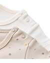 Babycosy Set 2 Short-sleeve Bodysuit Interlok - Ecru and Stone - 100% GOTS Organic Cotton Short Sleeves Bodies