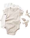 Babycosy Set 2 Short-sleeve Bodysuit Interlok - Ecru and Stone - 100% GOTS Organic Cotton Short Sleeves Bodies