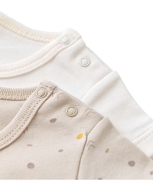 Babycosy Set 2 Short-sleeve Bodysuit Interlok - Ecru and Stone - 100% GOTS Organic Cotton Short Sleeves Bodies