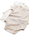 Babycosy Set 2 Short-sleeve Bodysuit Interlok - Ecru and Stone - 100% GOTS Organic Cotton Short Sleeves Bodies