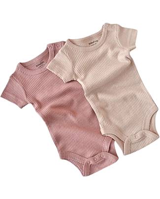 Babycosy Set 2 Short Sleeves Bodysuits - Pink/Blush - 100% GOTS Organic Cotton Short Sleeves Bodies