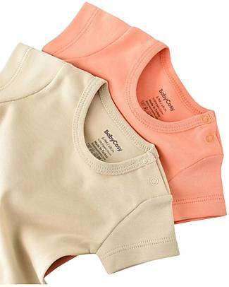 Babycosy Set 2 Short Sleeves Bodysuits - Salmon Mustard - 100% GOTS Organic Cotton Short Sleeves Bodies