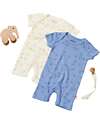 Babycosy Set 2 Short Sleeves Romper Modal - Ecru and Lavander - Organic Cotton GOTS Short Rompers