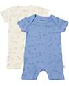 Babycosy Set 2 Short Sleeves Romper Modal - Ecru and Lavander - Organic Cotton GOTS Short Rompers