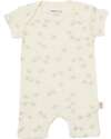 Babycosy Set 2 Short Sleeves Romper Modal - Ecru and Lavander - Organic Cotton GOTS Short Rompers