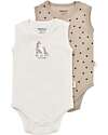 Babycosy Set 2 Sleeveless Bodysuit Giraffe  - Ecru and Mink - 100% GOTS Organic Cotton Short Sleeves Bodies