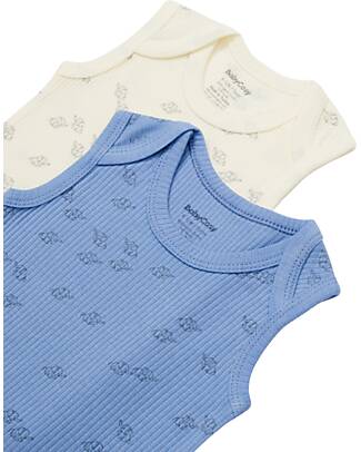 Babycosy Set 2 Sleeveless Bodysuit Modal - Ecru and Lavander - Organic Cotton GOTS Short Sleeves Bodies