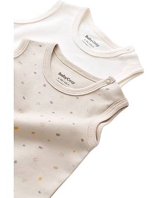Babycosy Set of 2 Sleeveless Bodysuits - Ecru Stone - 100% GOTS Organic Cotton Short Sleeves Bodies