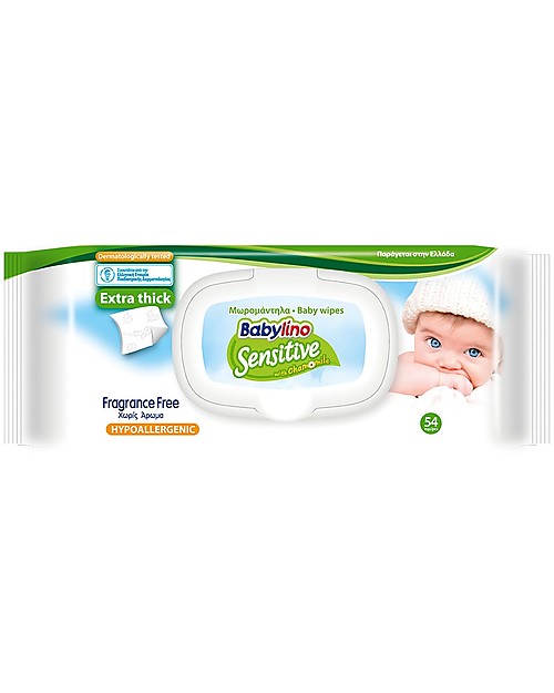 Babylino Baby Wipes Fragrance Free 54 pieces - Arnica and Chamomile Extracts Baby Wipes