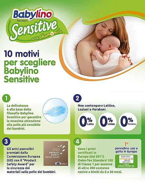 Babylino Diapers Babylino Sensitive - Oeko-Tex Standard 100 Certified - Super Absorbent! Eco Nappies